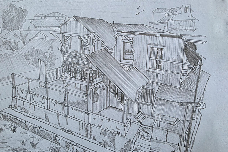 A Pencil Drawing of a House